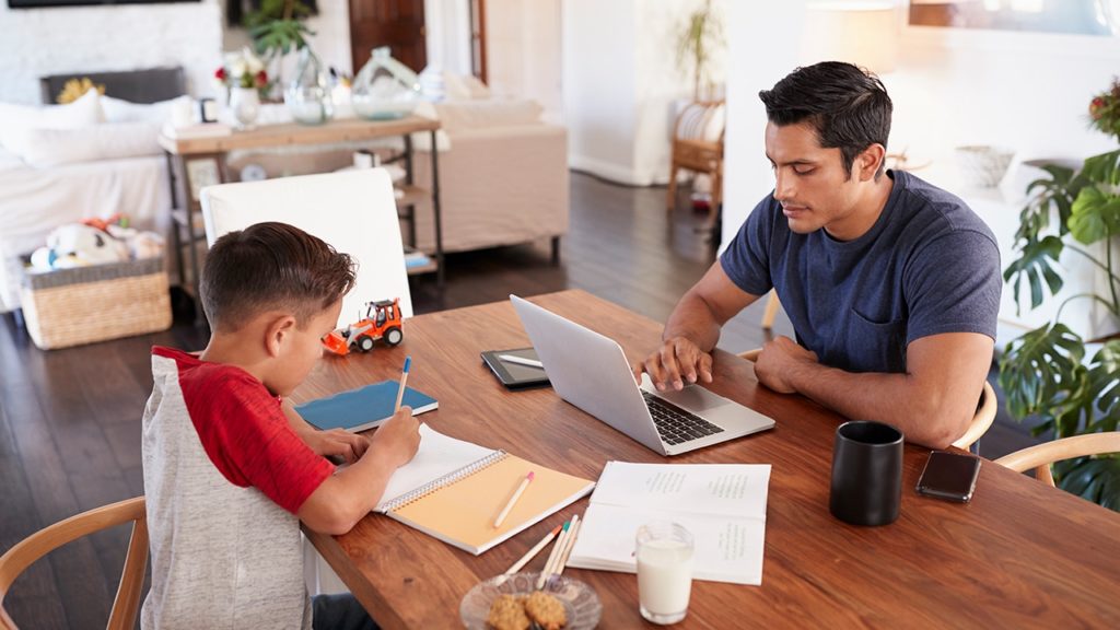 working from home with young children